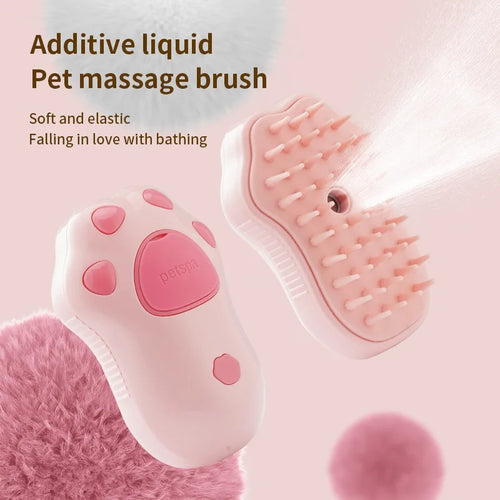 3 In 1 Cat Dog Steamy Brush, Silicone Self-Cleaning Spray Cat Brush