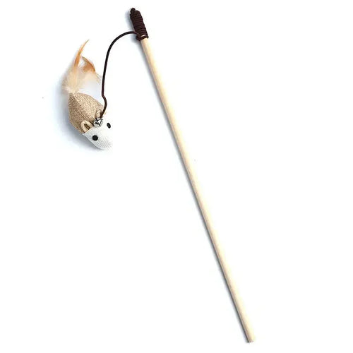 1PC Teaser Feather Toys Kitten Funny Colorful Rod Cat Wand Toys Wood