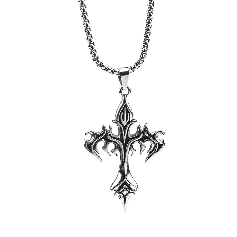 ZAKOL Hip Hop Cross Pendant Necklace Unique Design Stainless Steel