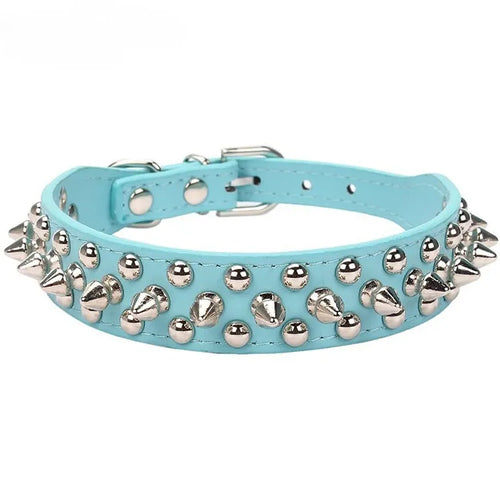 Adjustable Leather Pet Dog collar Neck Strap Supplies PU Leather Punk