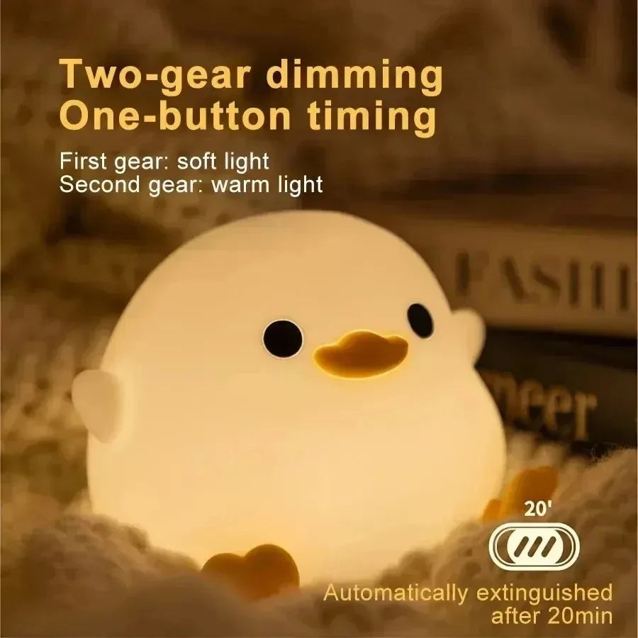 LED Night Light Cute Duck Cartoon Animals Silicone Lamp for Children