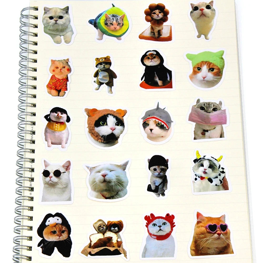 10/50/100pcs Funny Cat Stickers Cartoon Cute Decals Toy Stationery