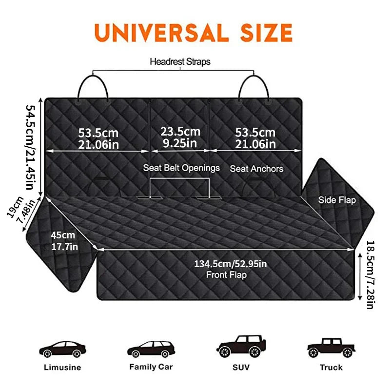 Dog Car Seat Cover, 100% Waterproof Car Pet Mat, Pet Car Mat, Rear