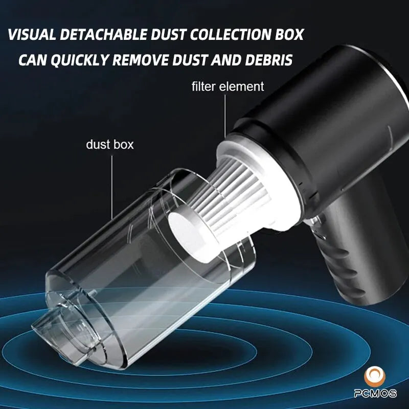 PCMOS 1PC Wireless Vacuum Cleaner Dual Use for Home and Car 120W High