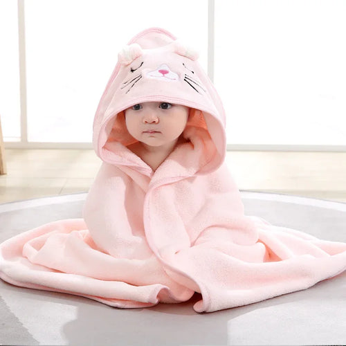 Baby Hooded Bath Towels Cartoon Animal Newborn Soft Towel Blanket