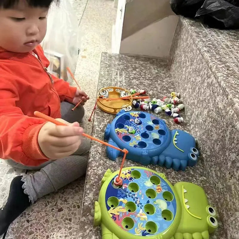 Dinosaur Simple Magnetic Fishing Toys Play Rod Game Toys for Children