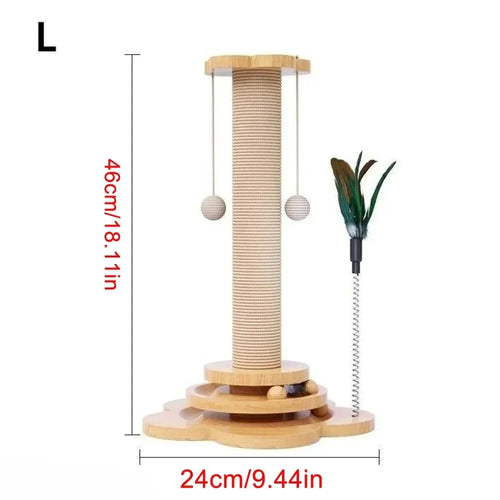 Pet Cat Toy Solid Wood Cat Turntable Funny Cat Stick Balls Durable