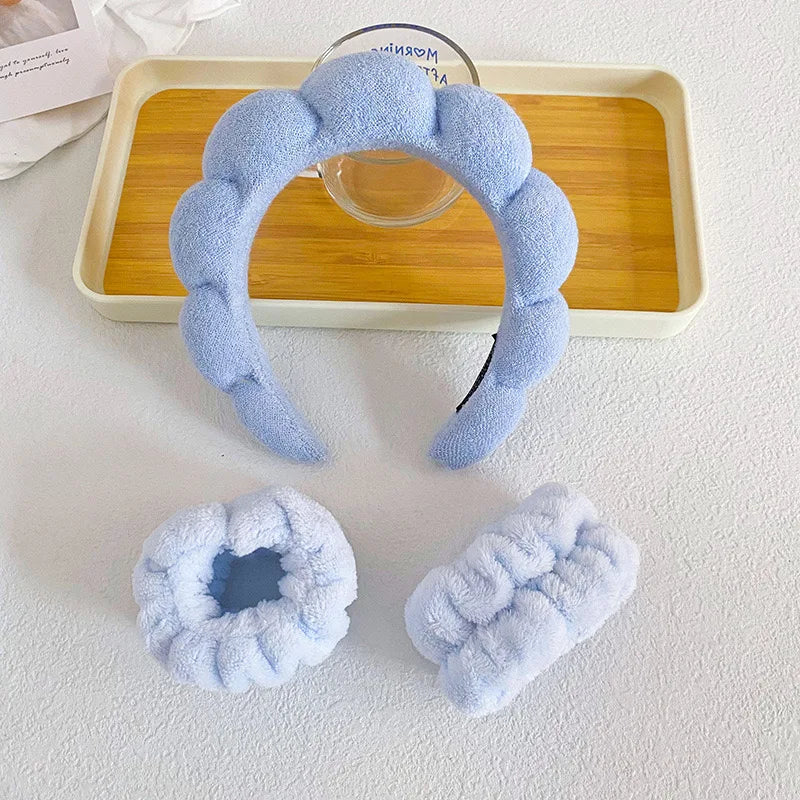 Microfiber Washing Wristbands Scrunchies Puffy Headband Spa