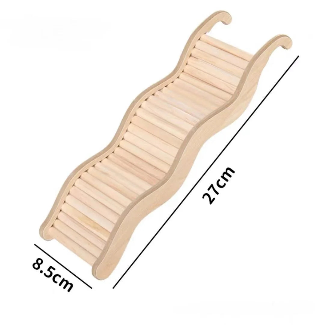 1PC Wooden Wave Staircase Hamster Toy Pet Supplies Cage Decor