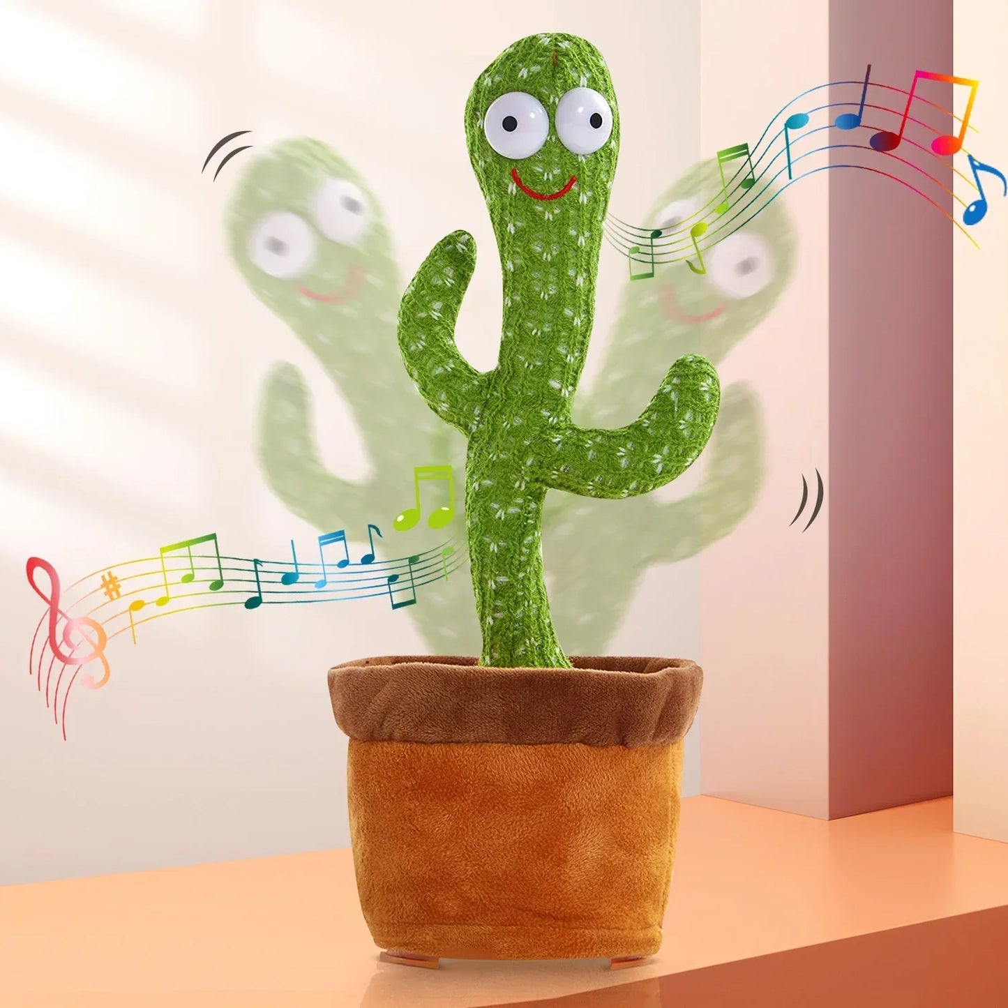 A talking cactus toy that can be charged, recorded, and repeated.