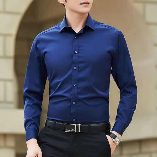 New Plus Size 6XL 7XL 8XL Men Solid Color Business Shirt Fashion