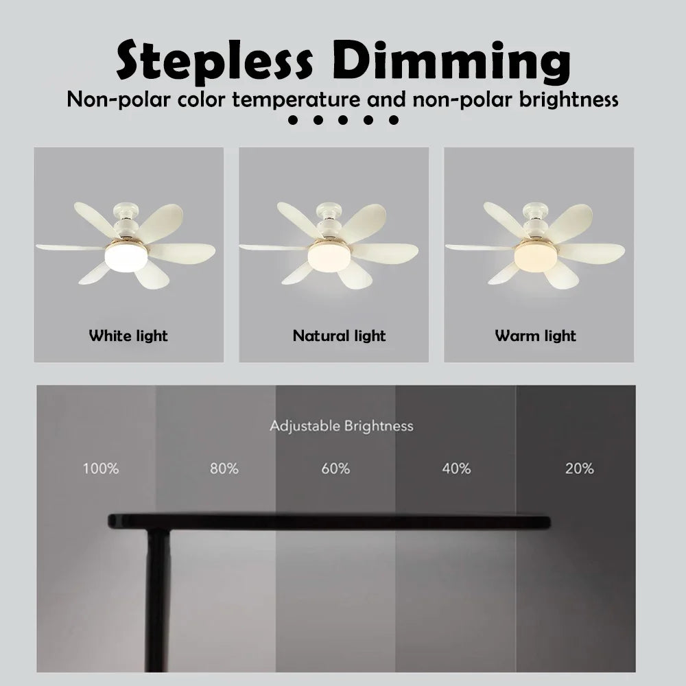 Home E27 Base Ceiling Fan Light with 30W LED Night Lights 3 Adjustable