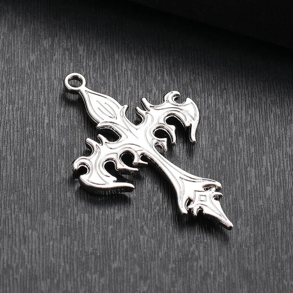 Stainless Steel Necklace Flame Retro Cross Titanium Steel Casting Men