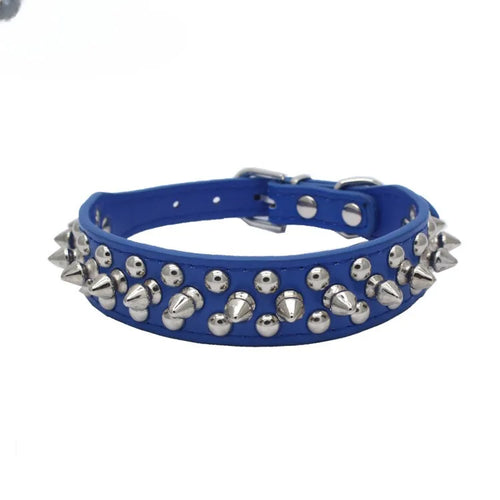 Adjustable Leather Pet Dog collar Neck Strap Supplies PU Leather Punk