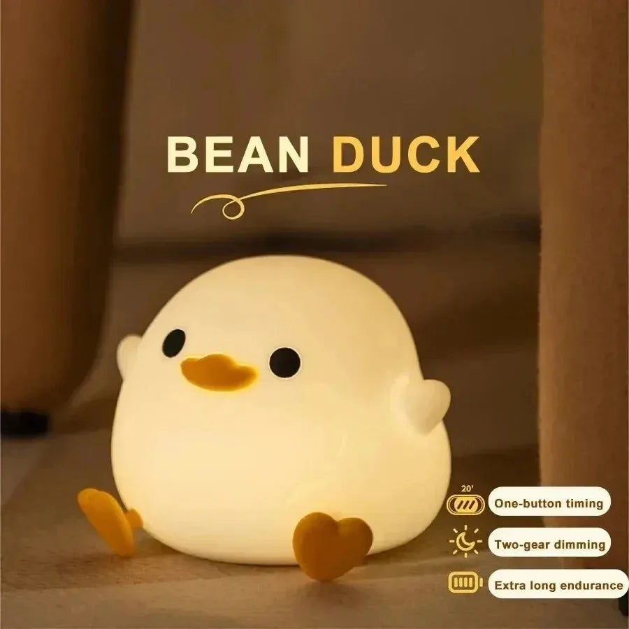 LED Night Light Cute Duck Cartoon Animals Silicone Lamp for Children