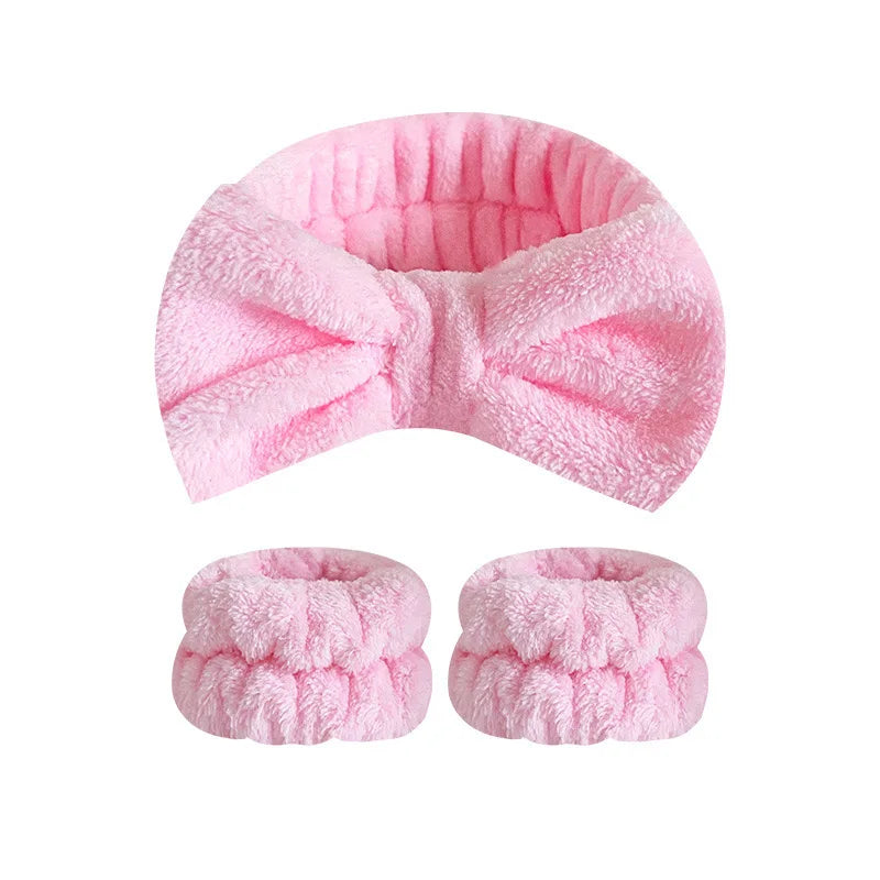 Microfiber Washing Wristbands Scrunchies Puffy Headband Spa