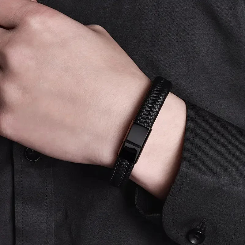 1PC Men's and Women's Fashion Trend Leather Weaving Rope Bracelet