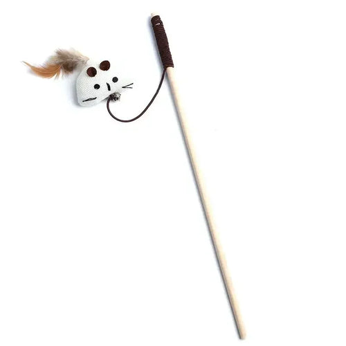 1PC Teaser Feather Toys Kitten Funny Colorful Rod Cat Wand Toys Wood