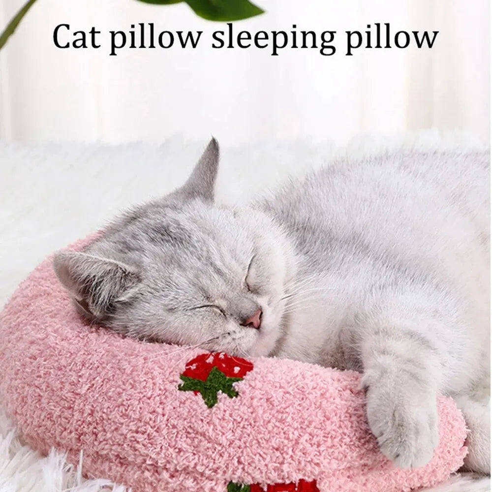 1PC Little Pillow for Cats, Ultra Soft Fluffy Pet Calming Toy Half