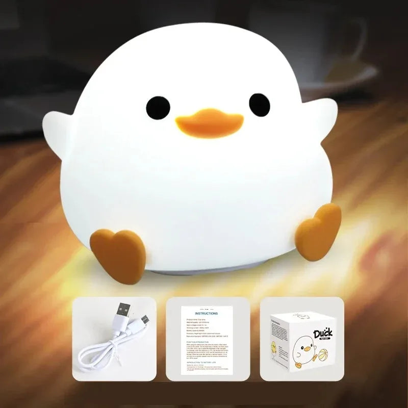 LED Night Light Cute Duck Cartoon Animals Silicone Lamp for Children