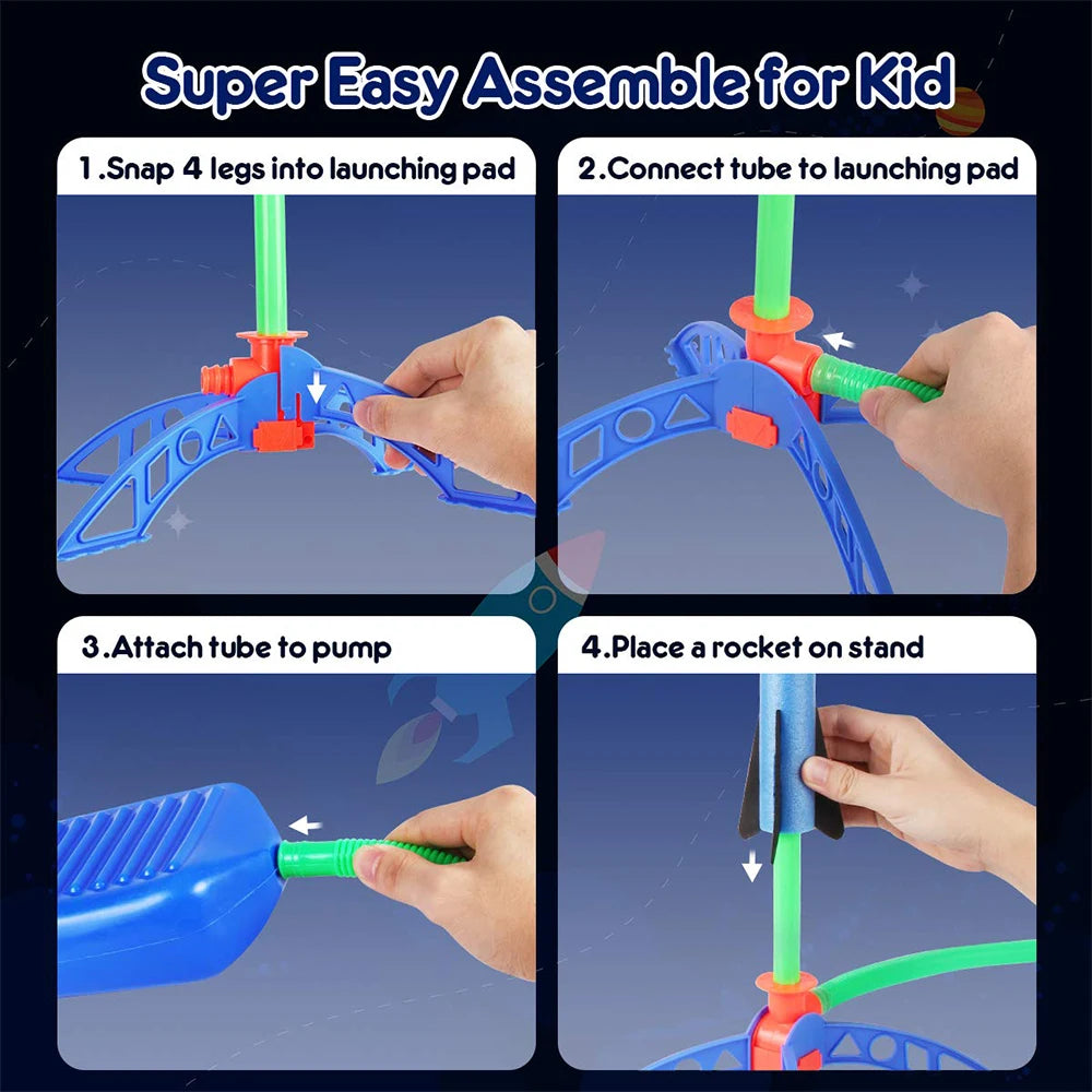 Kid Air Rocket Foot Pump Launcher Outdoor Air Pressed Stomp Soaring