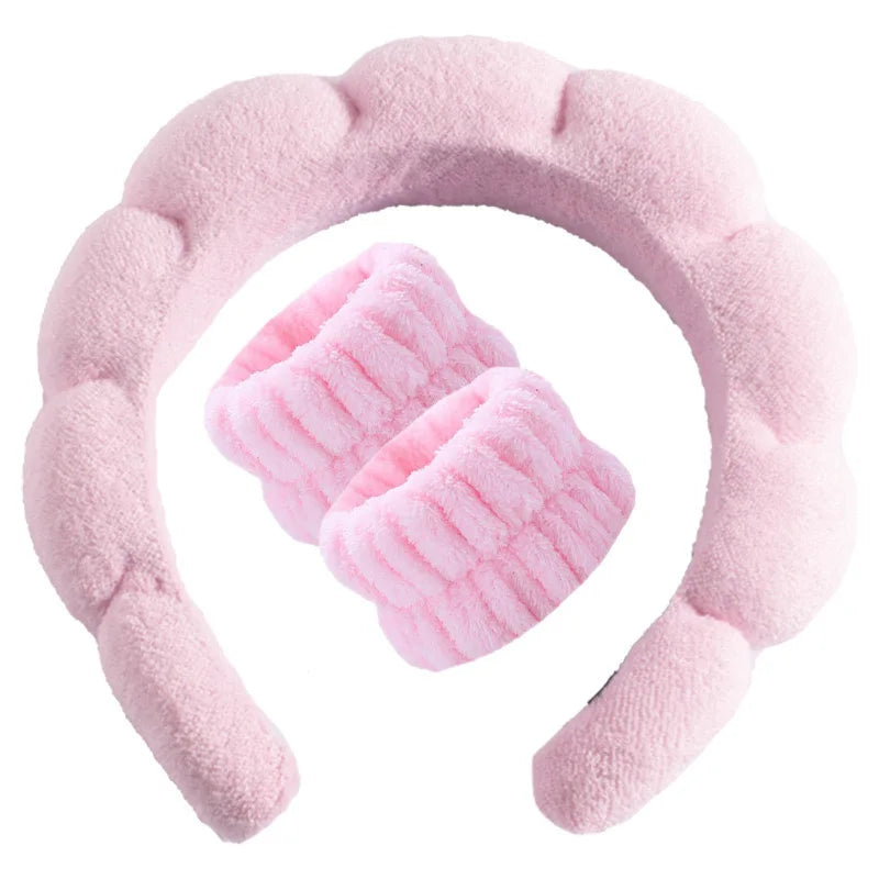 Microfiber Washing Wristbands Scrunchies Puffy Headband Spa