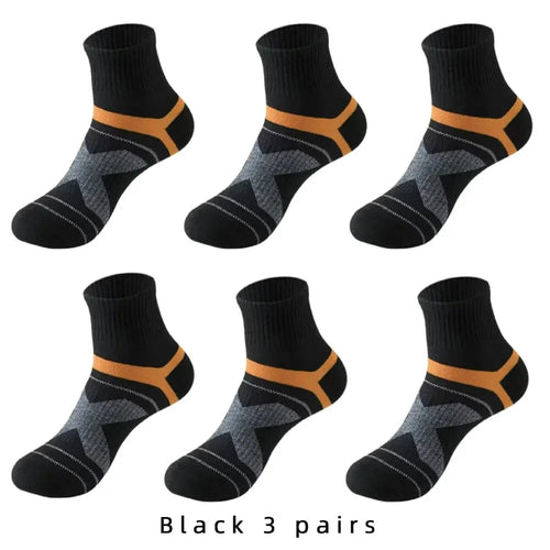 3/5/6 Pairs Cotton Outdoor Sports Socks, Sweat Absorbing and Odor
