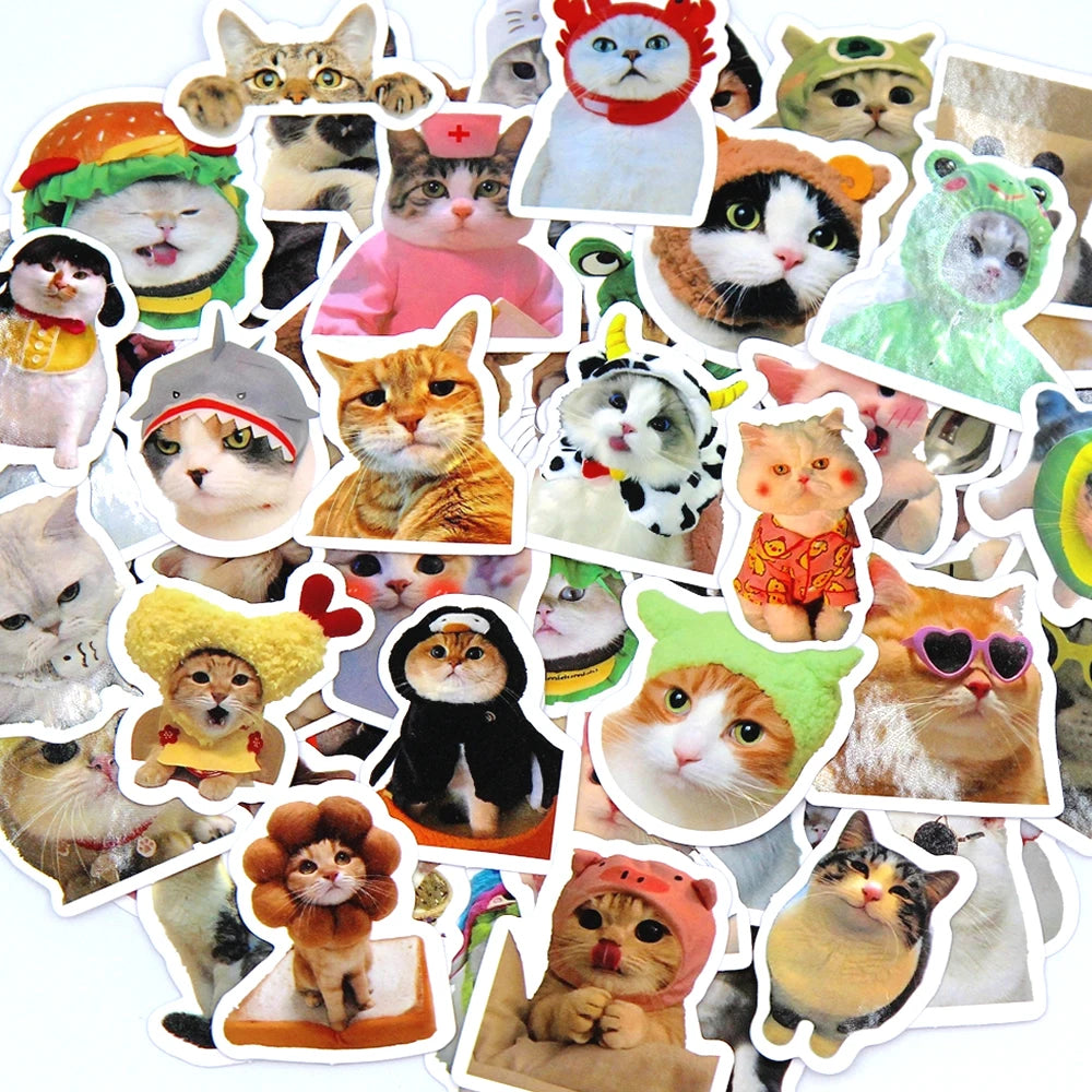 10/50/100pcs Funny Cat Stickers Cartoon Cute Decals Toy Stationery