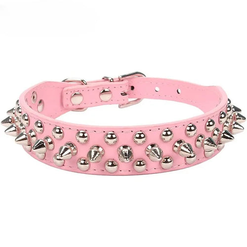 Adjustable Leather Pet Dog collar Neck Strap Supplies PU Leather Punk