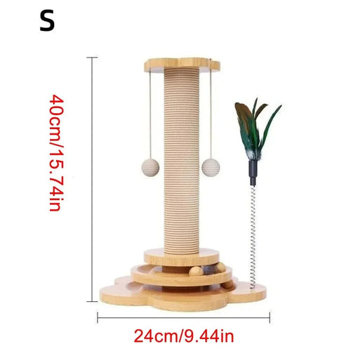 Pet Cat Toy Solid Wood Cat Turntable Funny Cat Stick Balls Durable