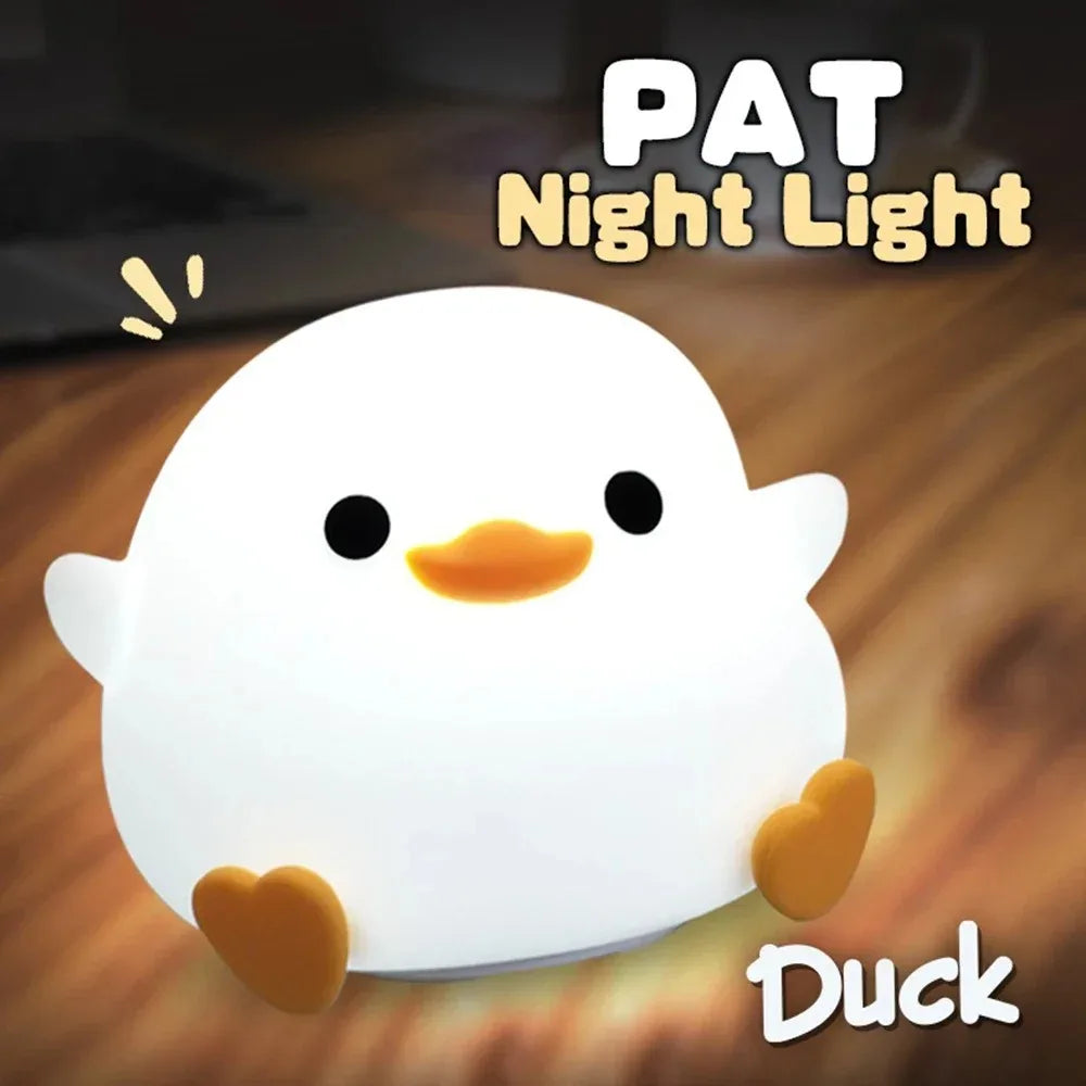 LED Night Light Cute Duck Cartoon Animals Silicone Lamp for Children