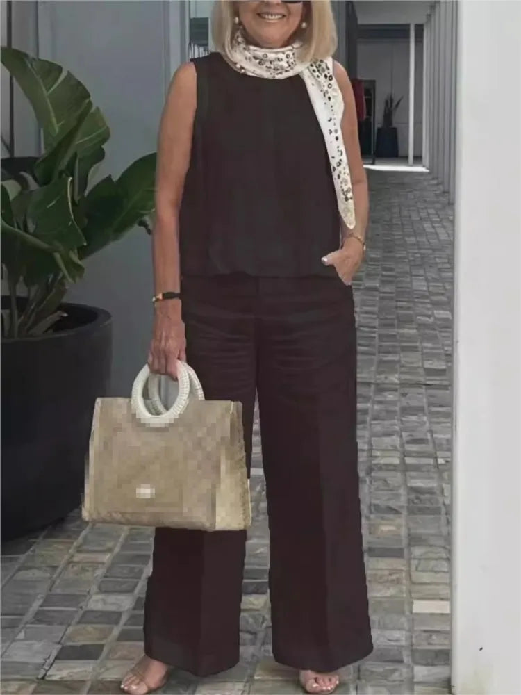 Conjuntos Para Mujeres 2 Piezas Outfit Linen Cotton Clothing Loose