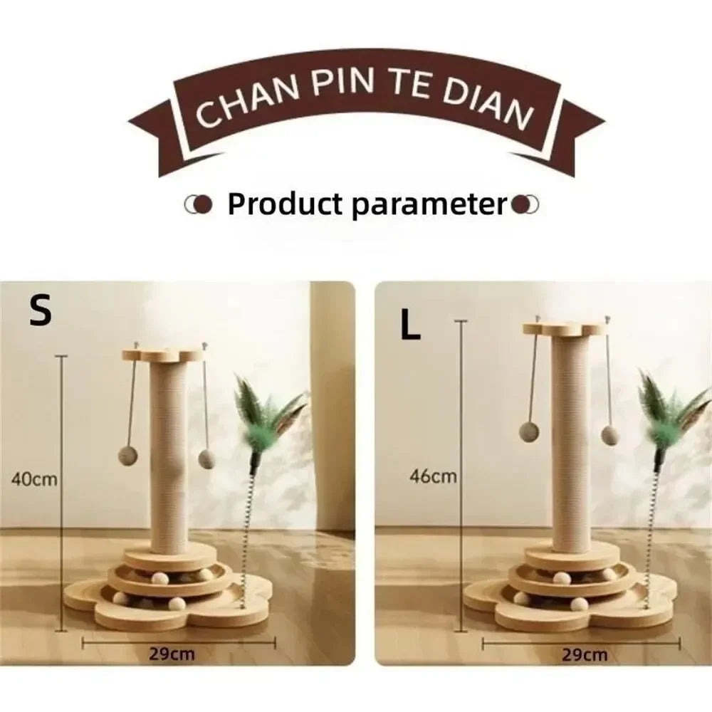 Pet Cat Toy Solid Wood Cat Turntable Funny Cat Stick Balls Durable