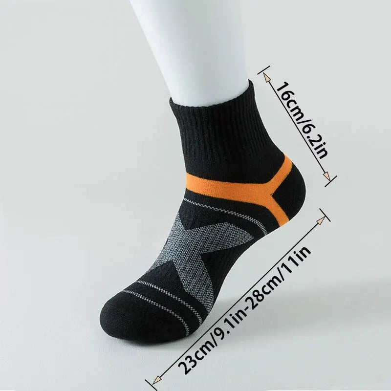 3/5/6 Pairs Cotton Outdoor Sports Socks, Sweat Absorbing and Odor