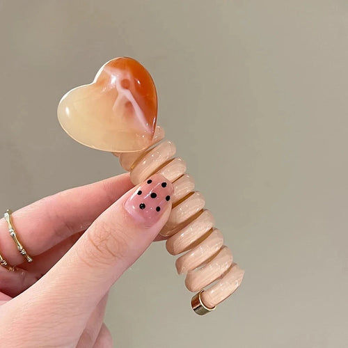 1PC Heart Shape Elastic Rubber Bands For Women Girls Telephone Wire