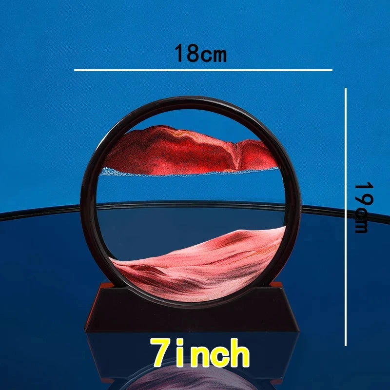3D Hourglass Quicksand Moving Sand Art Picture Round Glass Deep Sea