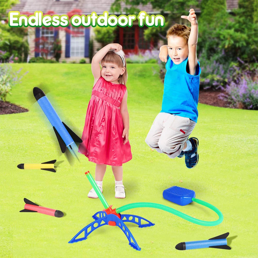 Kid Air Rocket Foot Pump Launcher Outdoor Air Pressed Stomp Soaring