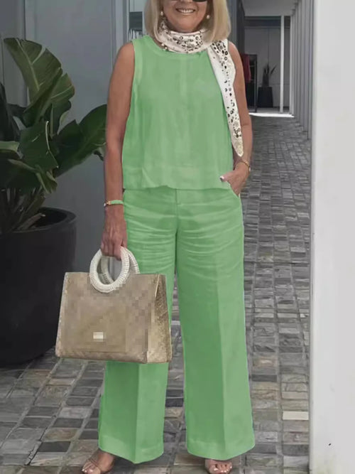 Conjuntos Para Mujeres 2 Piezas Outfit Linen Cotton Clothing Loose