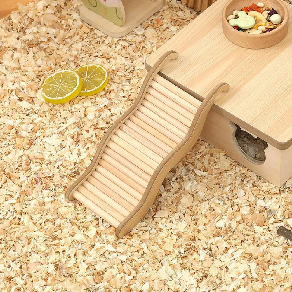1PC Wooden Wave Staircase Hamster Toy Pet Supplies Cage Decor