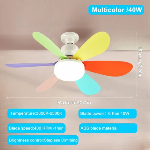 Home E27 Base Ceiling Fan Light with 30W LED Night Lights 3 Adjustable
