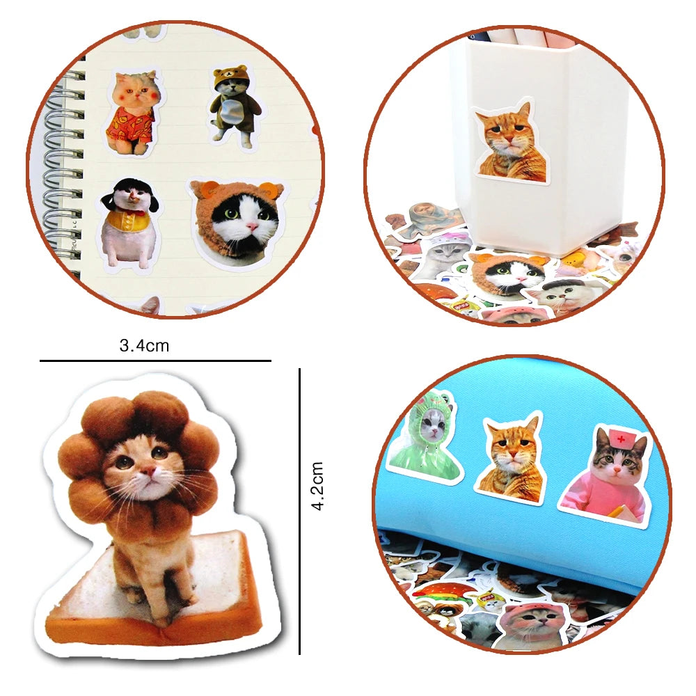 10/50/100pcs Funny Cat Stickers Cartoon Cute Decals Toy Stationery