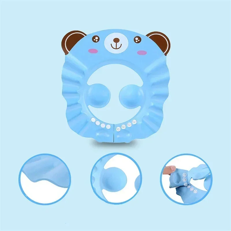 Baby Shower Soft Cap Adjustable Hair Wash Hat for Kids Ear Protection