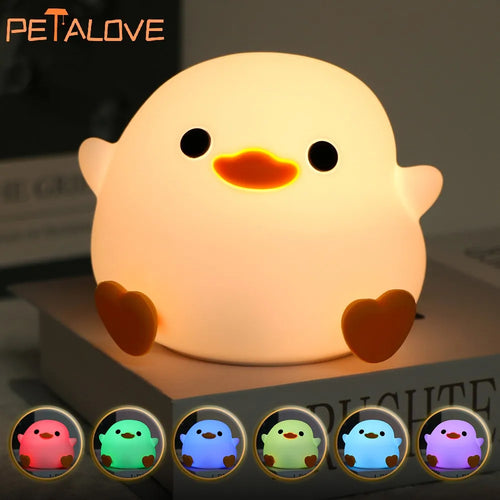 LED Night Light Cute Duck Cartoon Animals Silicone Lamp for Children