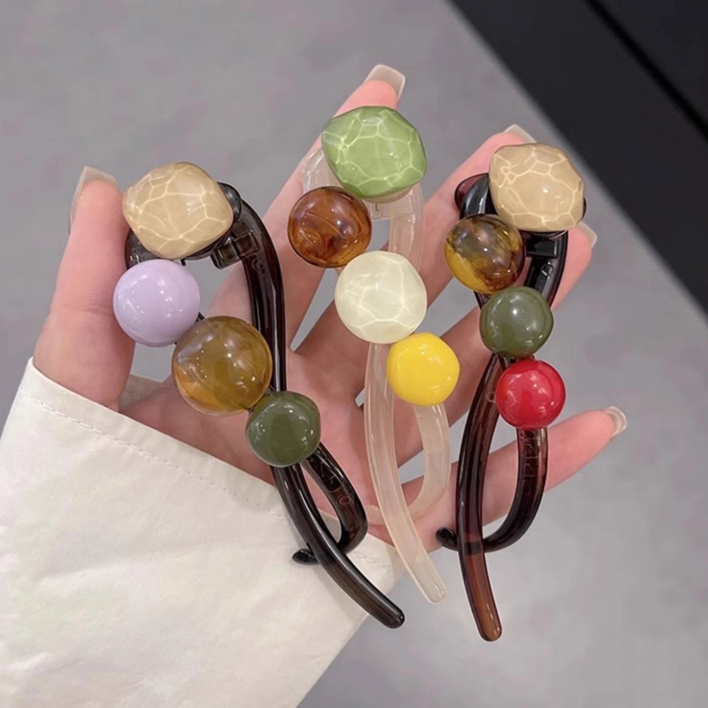 Summer Barrettes For Women Vintage Colorful Ball Shape Hairpin Daily