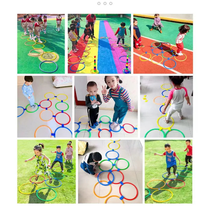Outdoor Kids Funny Physical Training Sport Toys Lattice Jump Ring Set