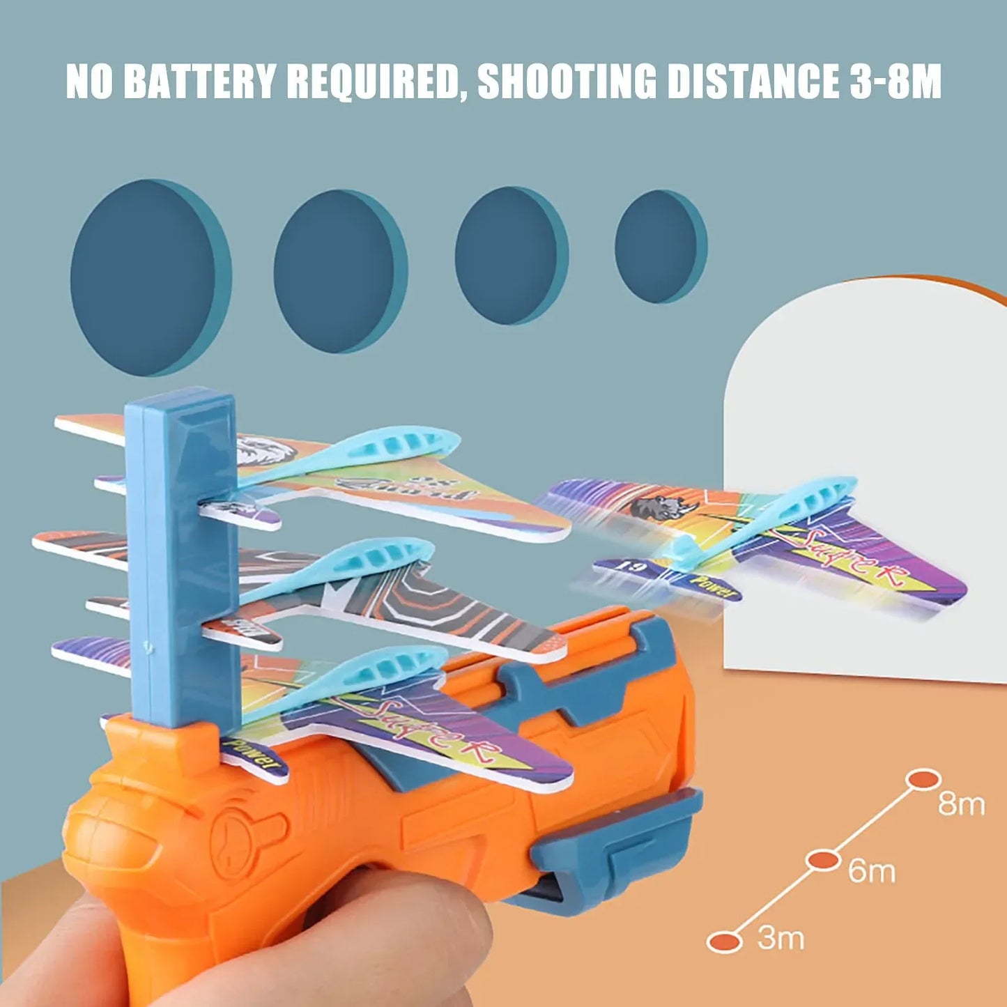 HOT!Airplane Launcher Bubble Catapult With 6 Small Plane Toy Funny