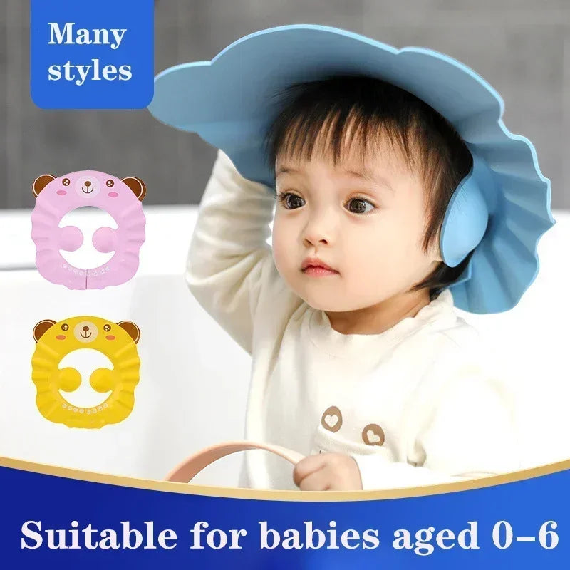 Baby Shower Soft Cap Adjustable Hair Wash Hat for Kids Ear Protection