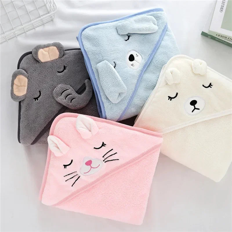 Baby Hooded Bath Towels Cartoon Animal Newborn Soft Towel Blanket