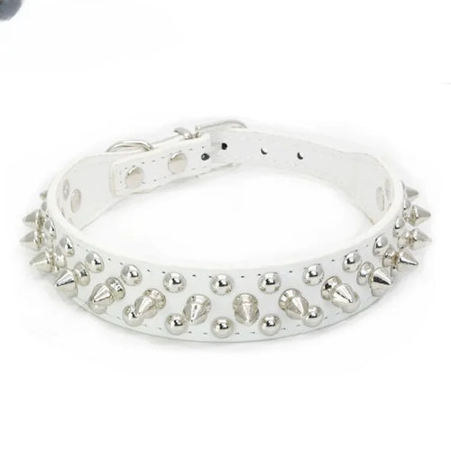 Adjustable Leather Pet Dog collar Neck Strap Supplies PU Leather Punk