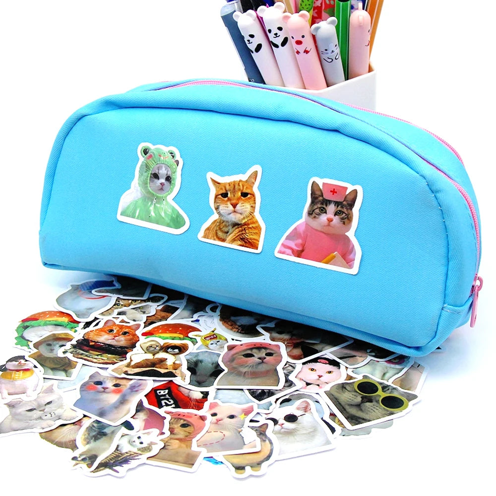 10/50/100pcs Funny Cat Stickers Cartoon Cute Decals Toy Stationery